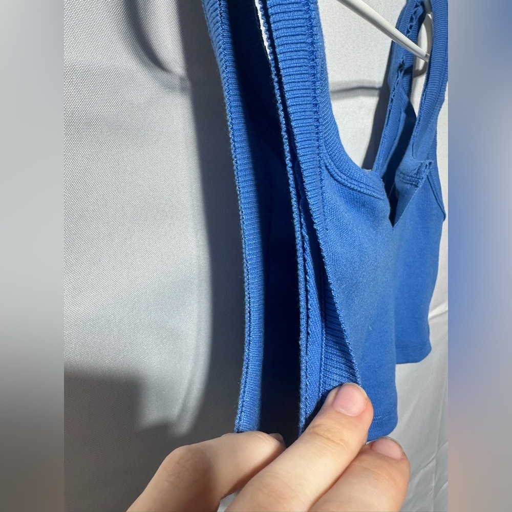 NWT Signature 8 Blue Ribbed Tank Top - Picture 4 of 6